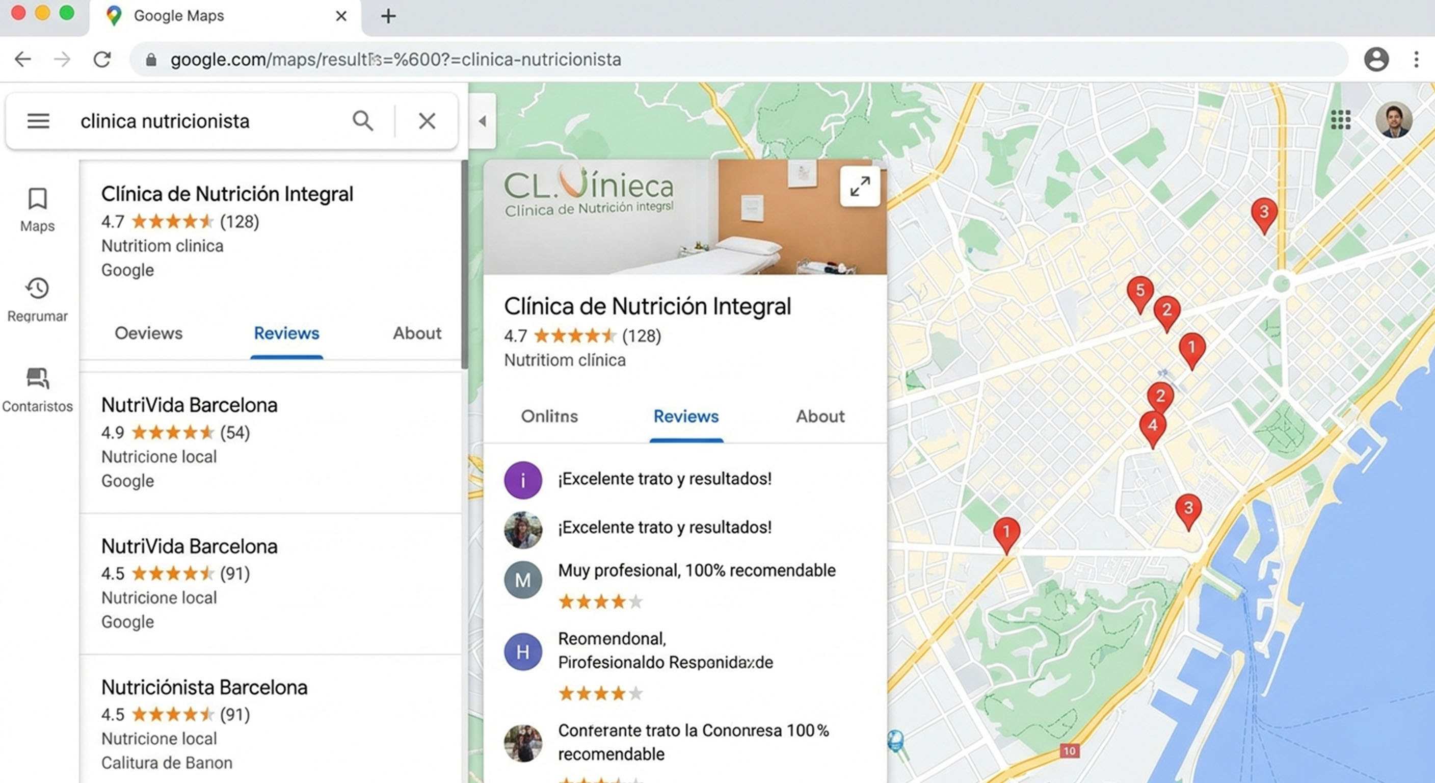 SEO Local de Clinica de Nutricion de Creatiboost
